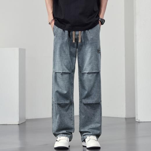 【DYF】大依优型大码男装休闲牛仔裤松紧腰运动宽松直筒休闲风长裤子 商品图4
