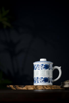 富玉 |  景德镇陶瓷手绘厚德载物茶漏杯大容量水杯带盖水杯