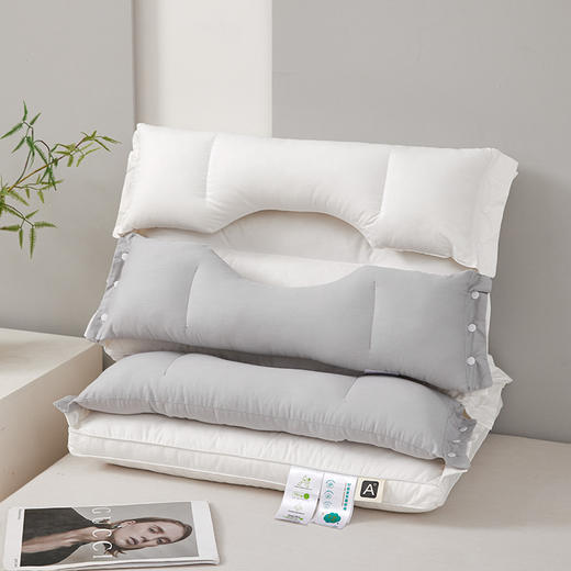 严选 | 新款全棉双向养护牵引可拆卸枕头 42X62cm一只装 可调节羽丝绒枕芯 商品图1