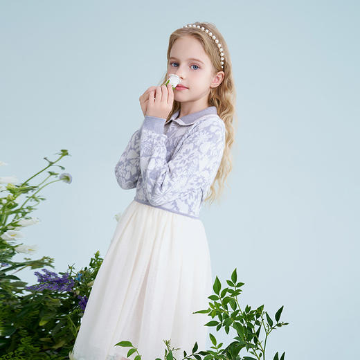 【可机洗】mettekids儿童羊毛连衣裙春季新款女童网纱针织公主裙 商品图5