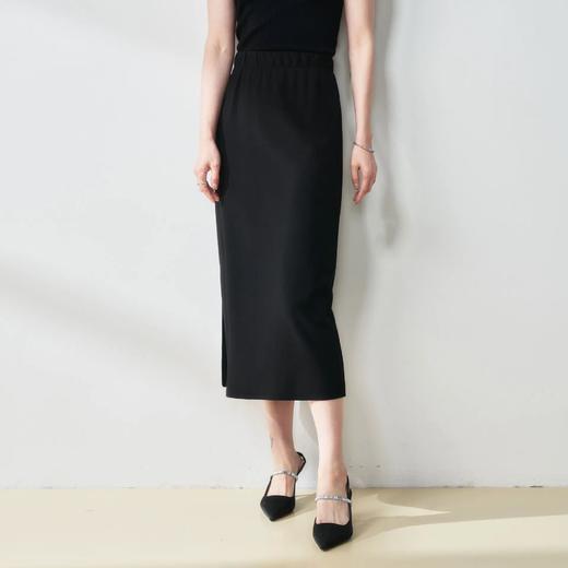 【高货sh】全新升级【铂金会员165/天猫219/差价54】(90138) 洛诗琳25春通勤黑色包臀开衩西装裙松紧腰直筒半身裙 商品图0