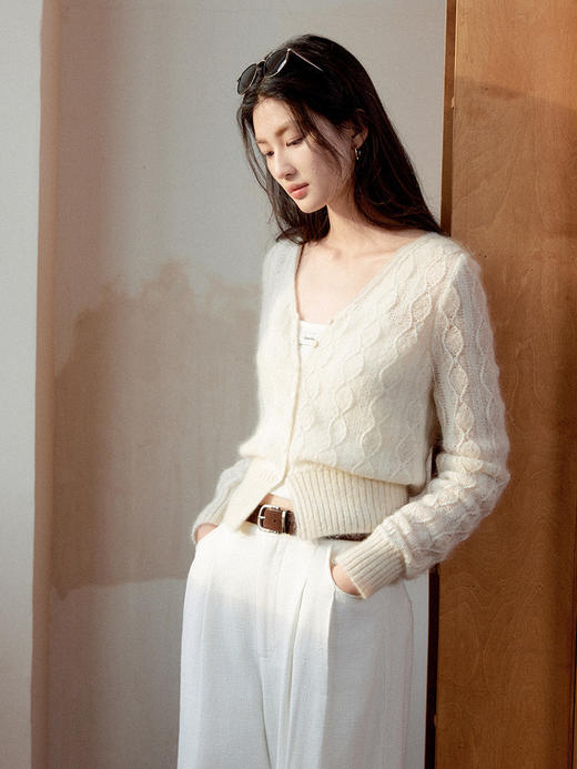 【现货】Even Vintage|马海毛混纺 浪漫温柔精致立体绞花开衫 商品图1