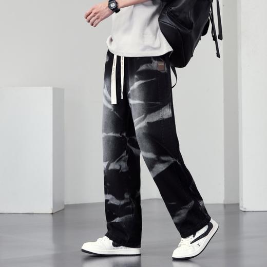 【DYF】大依优型大码男装松紧腰直筒牛仔裤宽松运动休闲风潮流男士胖子长裤 商品图3