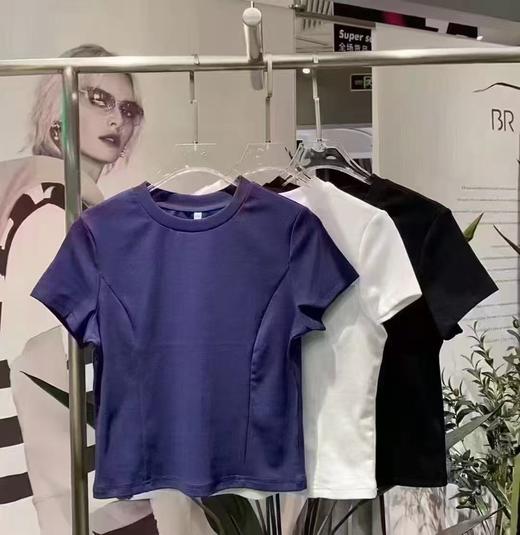 N 圆领分割线短袖针织T恤（黑白蓝）春季 151030130321 商品图0