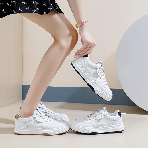 春季百搭踏青小白鞋，防水防污，潮流减龄显腿长，透气柔软内里，皮革鞋面，轻简好看百搭 商品图0