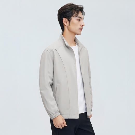 圣得西男士拼接立领夹克青年2025春秋新款宽松休闲百搭轻盈外套 商品图2