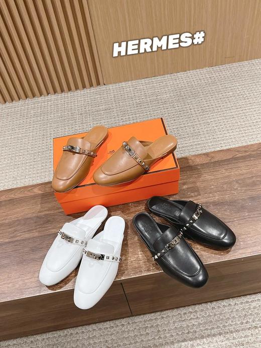 爱马仕2025/SS新款全胎牛皮穆勒拖铆钉款上脚包裹感更强（HC） 商品图0