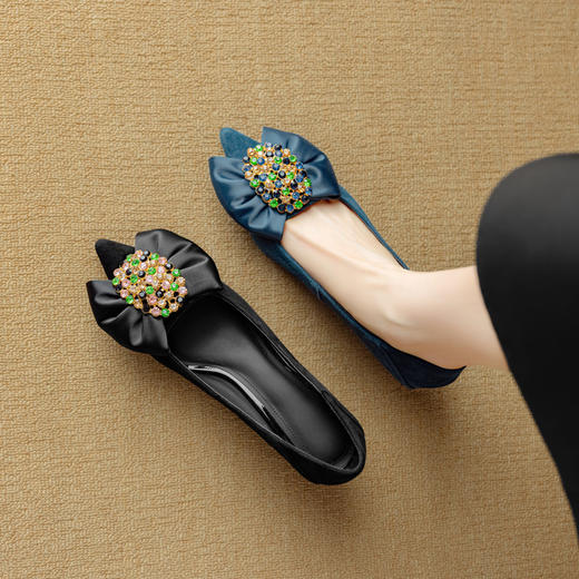 【预售5天】绝美水钻蝴蝶结玛丽珍鞋女法式名媛风浅口单鞋晚风温柔仙女鞋DB&M6193 商品图0