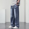 【DYF】大依优型大码男装松紧腰直筒牛仔裤宽松阔腿休闲风潮流男士胖子长裤 商品缩略图1