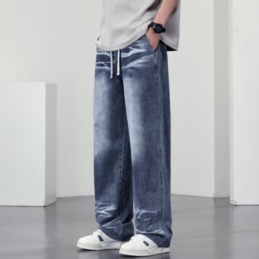 【DYF】大依优型大码男装松紧腰直筒牛仔裤宽松阔腿休闲风潮流男士胖子长裤 商品图1