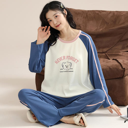 【交替的季节，不变的简约~】带胸垫睡衣 女春秋夏季 大码长袖 新款高级可外穿家居服套装-QQ 商品图7