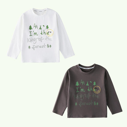 【7A抗菌纯棉】棉花堂2025新款撞色涂鸦童趣长袖T恤——F251011 商品图4