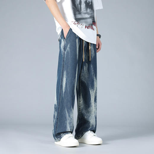 【DYF】大依优型大码男装直筒牛仔裤休闲风宽松舒适阔腿胖子加肥加大长裤男士潮流 商品图2