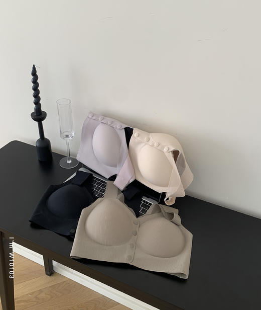 老米优品🎈3-5天。软糯透气前开扣 bra 《固定乳胶杯文胸》穿脱方便,  柔软裸感~  NY250218B 商品图3
