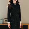 奢姿2025秋装胖妹妹大码女装钉珠连衣裙加绒圆领套头气质打底裙女5244803438 商品缩略图4