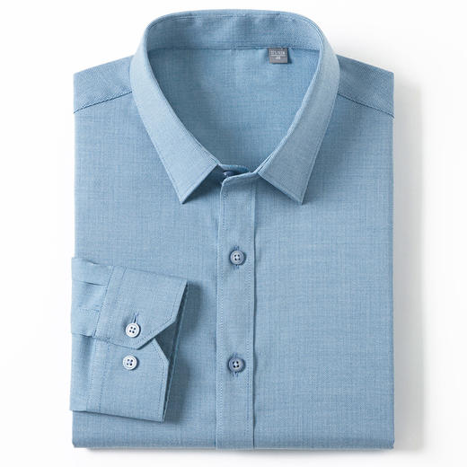 【弹力好穿】罗蒙春秋款男士纯色长袖衬衫多色可选经典翻领休闲通勤舒适百搭男衬衣 商品图7