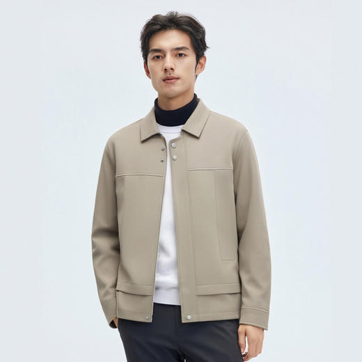 圣得西翻领夹克男装2025春秋新款纯色户外通勤防风男士休闲外套 商品图1