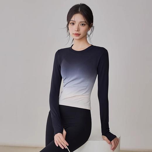 跃牌【美西西系列】高颜值瑜伽服T恤女渐变色紧身显瘦运动上衣专业跑步训练健身长袖CX-6207 商品图3
