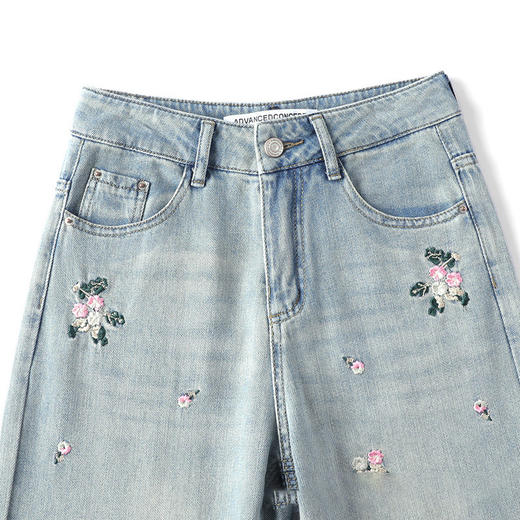 绣花牛仔直筒裤窄版修身阔腿裤2025年春夏款MYX-763-L 商品图3