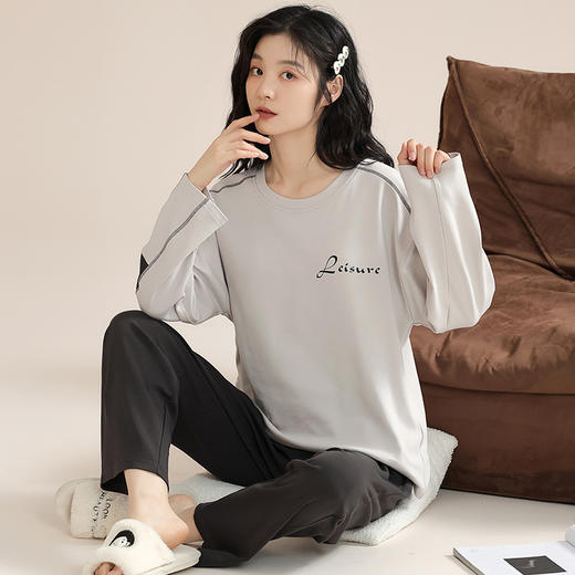 【交替的季节，不变的简约~】带胸垫睡衣 女春秋夏季 大码长袖 新款高级可外穿家居服套装-QQ 商品图6