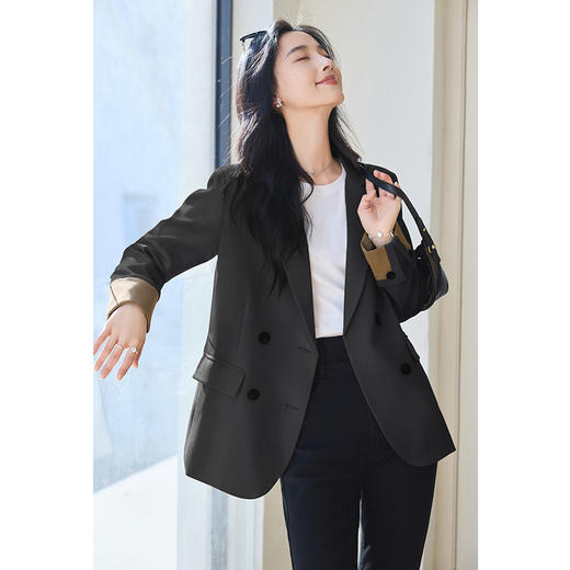 VICTORIA&VERA女装春季“定制人生”高级感正肩膀显瘦气质撞色袖西服 商品图9