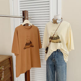 老米优品🎈3-5天。春款磨毛T《温柔兔兔的抱抱 🐰 宽松廓形磨毛早春款T恤》减龄又童趣，不挑身材哟~T250218A