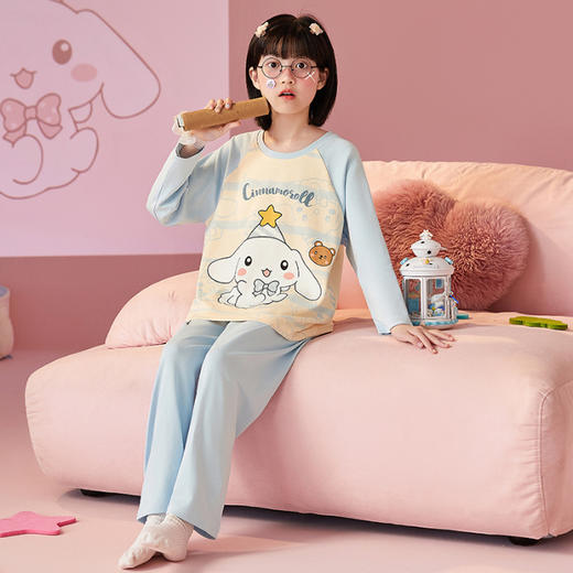 【纯棉睡衣】春秋季 儿童睡衣可爱卡通 女童圆领长袖 中小大童薄款家居服  商品图8