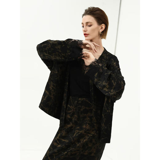 COCOBELLA新中式重工蕾丝烫金通勤外套女25秋国风开衫上衣SC3099 商品图2