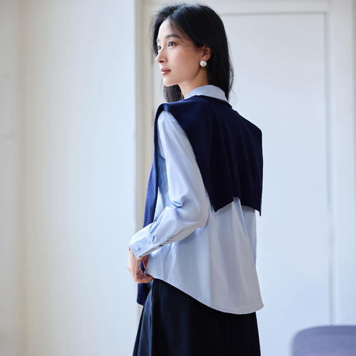 VICTORIA&VERA春季“圣马丁春日”可拆卸撞色披肩设计感高级休闲慵懒风衬衫 商品图6