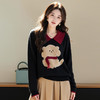 奢姿2025春季新款大码女装撞色翻领上衣胖妹妹可爱小狗拼接针织衫9644634630 商品缩略图3