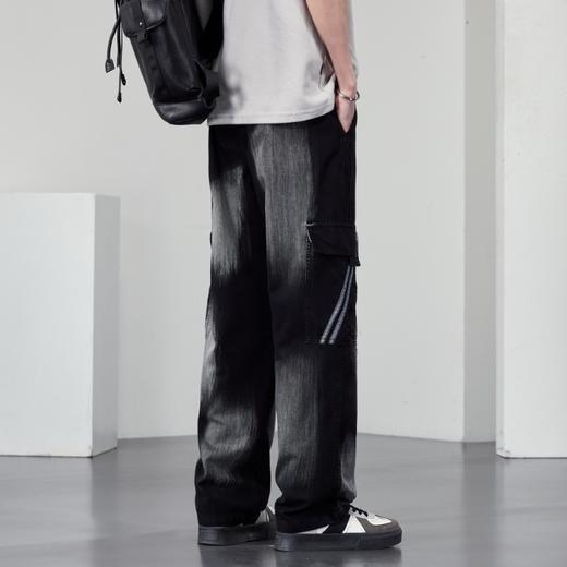 【DYF】大依优型大码直筒牛仔裤水洗渐变宽松大码男美式胖子裤子 商品图3