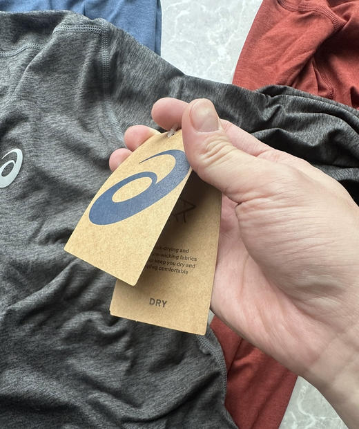 全新正品asics亚瑟士新款圆领弹力速干透气运动长袖T恤，黑色 灰色 深蓝 军绿 酒红 商品图5