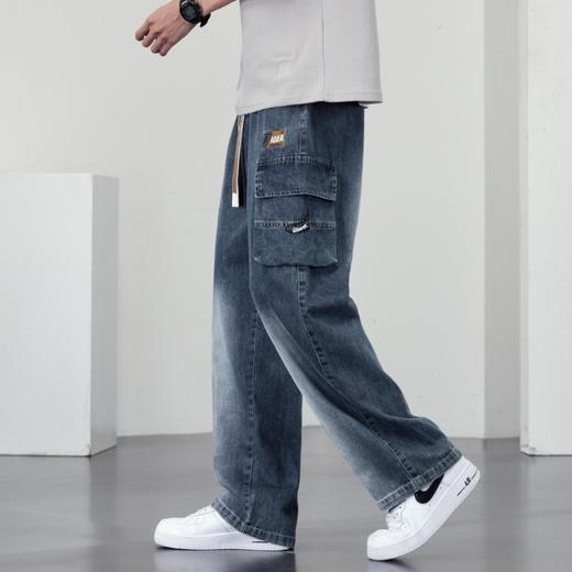 【DYF】大依优型大码男装松紧腰直筒牛仔裤宽松运动休闲风潮流男士胖子长裤 商品图2