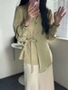 7.29秒杀-微脏（NO退）【春上新】DL 法式不规则气质盘口系腰带衬衫W2006-喜出 商品缩略图2