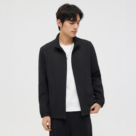 圣得西男士拼接立领夹克青年2025春秋新款宽松休闲百搭轻盈外套 商品图3