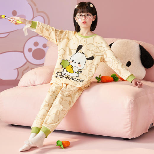 【纯棉睡衣】春秋季 儿童睡衣可爱卡通 女童圆领长袖 中小大童薄款家居服  商品图5
