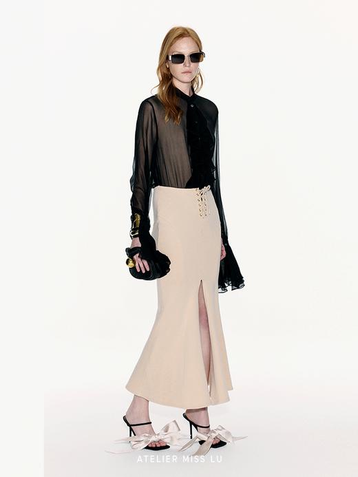 【暗调爵士】宫廷风飘逸装饰透视桑蚕丝上衣 商品图3