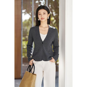 剩 米思阳2025春季新款通勤风修身优雅一粒扣羊毛针织开衫女1087