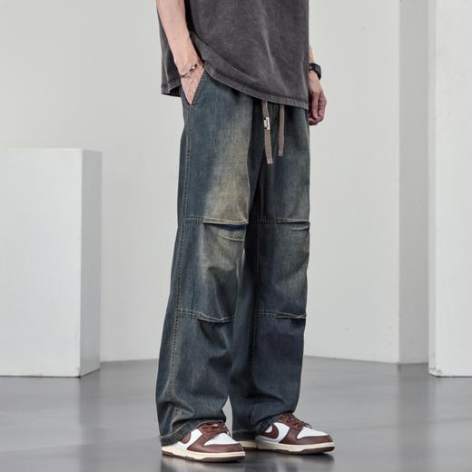 【DYF】大依优型大码男装休闲牛仔裤松紧腰运动宽松直筒休闲风长裤子 商品图2