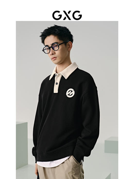 GxG* 纯元，美式新贵老钱风，纯棉厚毛圈 翻领 撞色卫衣～ 商品图1
