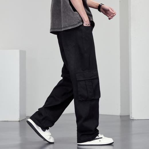 【DYF】大依优型大码牛仔裤复古水洗工装四季潮牌宽松直筒阔腿情侣款长裤子男士 商品图3