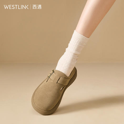 西遇全包勃肯鞋女新款复古百搭休闲单鞋一脚蹬软底平底鞋V0356355 商品图1