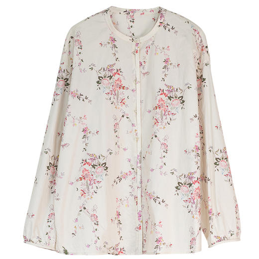 牧衣游原创 小野花手绘印染新疆棉衬衫春季新品圆领文艺上衣 岛风 商品图4