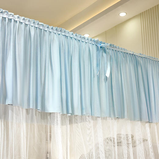 自然醒蚊帐家用卧室宫廷落地蚊帐三开门不锈钢四立柱防蚊防尘遮光顶家用清新2505HH 商品图7