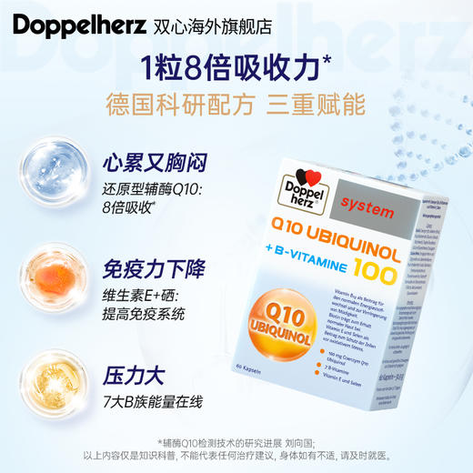 【德国双心】德国双心多维辅酶素Q10泛醇100mg还原型高含量60粒 单盒装 商品图2