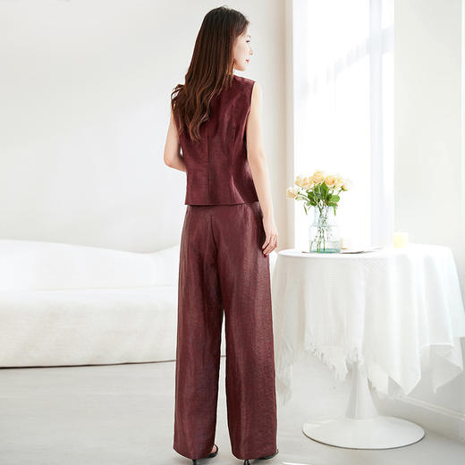 QS-62598908马甲+42598906裤子春夏非遗香云纱直筒长裤宽松显瘦大码休闲裤 商品图3