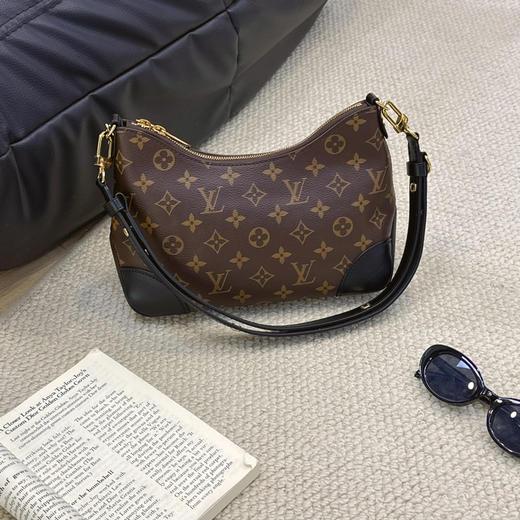 正品二手 LV boulogne 老花拼皮 黑色 牛角包 商品图1