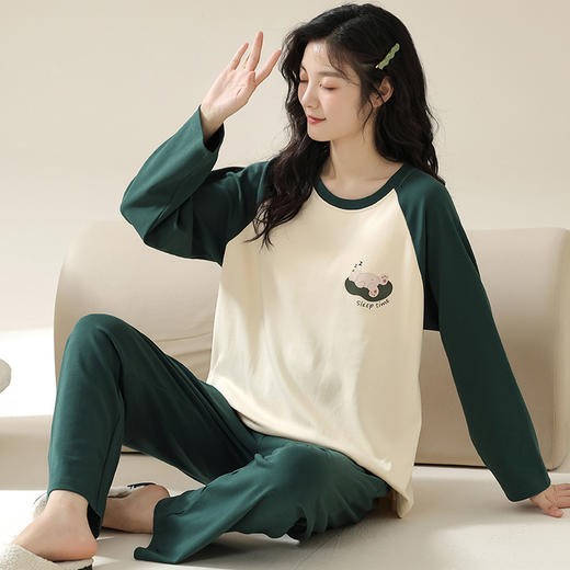 【交替的季节，不变的简约~】带胸垫睡衣 女春秋夏季 大码长袖 新款高级可外穿家居服套装-QQ 商品图10