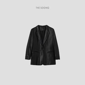 THESOONG"优质100%绵羊皮"极简细腻纹理感西装领皮衣外套HWWT6569