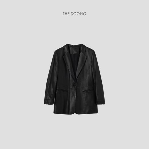 THESOONG"优质100%绵羊皮"极简细腻纹理感西装领皮衣外套HWWT6569 商品图0